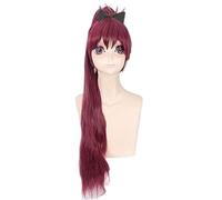 2022 Cos Wig Cos Parrucca Tokyo Anime Puella Magi Madoka Magica Donne Sakura Kyouko Parrucca Cosplay Sakura Kyoko Rosso Scuro Capelli Lunghi Coda di Cavallo Parrucca Costumi