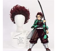 2022 Cos Wig Demon Slayer: Kimetsu No Yaiba Tanjiro Kamado Breve Castagna Marrone Resistente al Calore Capelli Sintetici Parrucca Cosplay Parrucche