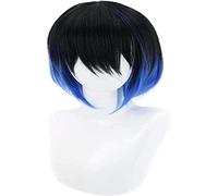 2022 Cos Wig Hashibira Inosuke Parrucca Anime Cosplay Capelli Corti Comic-Con Halloween Festa Carnevale Uomini e Donne Fan Anime Regalo (Nero Blu)