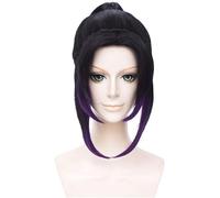 2022 Cos Wig : Kimetsu no Yaiba KOCHOU Shinobu Black Mix viola Styled Donna Cosplay Party Fashion Anime Costume umano Parrucche complete Capelli sintetici Fibra resistente al calore 35 cm