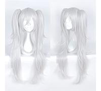 2022 Cos Wig Parrucca anime Azur Lane Parrucca cosplay vampiro, 2 code di cavallo Parrucca riccia lunga bianco argento, Parrucca costume di Halloween, for Halloween, Festa in costume, Spettacolo anime
