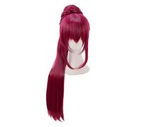 2022 Cos Wig Parrucca Anime Puella Magi Madoka Magica Cosplay Parrucca Kyouko Sakura, Parrucca Borgogna Lunga Coda di Cavallo, Parrucca Costume Halloween, for Halloween, Festa in Costume, Spettacolo A