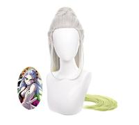 2022 Cos Wig Parrucca Cosplay Anime, Parrucca Ammazza Demoni, Grigio Argento con Coda di Cavallo Lunga Verde for Kimetsu No Yaiba Daki Gioco di Ruolo Parrucche Accessori for Feste di Halloween con Cap