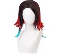 2022 Cos Wig Parrucca Cosplay Anime, Parrucca Ammazza Demoni, Parrucca Enmu/Sogno, Parrucca Blu Sfumato Nero Rosso Con Cappuccio Parrucca Gratuito, for Halloween, Feste, Carnevale, Vita Notturna, Conc