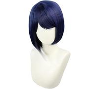 2022 Cos Wig Parrucca da impatto Genshin da 14 pollici, parrucca Kujo Sara for cosplay anime, parrucca sfumata blu scuro con cappuccio for parrucca gratuito, for Halloween, feste, carnevale, vita nott
