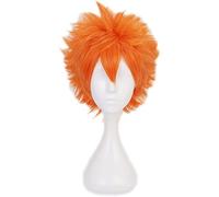 2022 Cos Wig Parrucca for cosplay anime, Haikyuu!!Parrucca, Parrucca Hinata Shoyo, Parrucca da Uomo a Strati Lanuginosa Corta Arancione da 12 Pollici con 1 Cappuccio for Parrucca, for Halloween, Feste