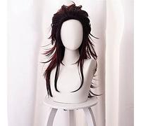 2022 Cos Wig Parrucca lunga Tanjiro Kamado Cosplay for Anime Kimetsu no Yaiba Halloween Costume Party Hair