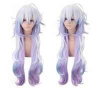 2022 Cos Wig Parrucca Merlin FGO fate grand order anime Cosplay Parrucca cosplay Comic-Con Halloween party carnevale adulti uomini e donne Anime Fans Gift (parrucca capelli lunghi viola argento) KEEBO