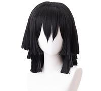 2022 Cos Wig Parrucche!: Kimetsu No Yaiba Iguro Obanai Cosplay Nero Layered Modellazione Capelli Corti Accessori for Giochi di Ruolo Unisex (Size : 1)