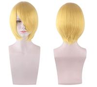 2022 Cos Wig Perücke für Anime-Perücken, Cosplay, Weihnachten, Cosplay-Perücke, kurzes Haar, verdicktes Gesicht, geschlossenes Gesicht, kurze Haare, Farbe, Bobo-Kopfbedeckung, Farbe: 3021-07/Light Gol