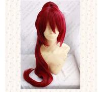 2022 Cos Wig Puella Magi Madoka Magica. Sakura Kyouko Red Synthetic Hair Cosplay Wig with a Chip Long Removable Ponytail + Wig cap as The Picture