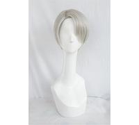 2022 Cosplay Wig Yuri! Sul ghiaccio Victor Nikiforov Silvery Wigs White Parrucche Corta Cosplay Party Fashion Anime Umano Kostüm Parrucche complete Sintetiche Haar Resistente al calore Fibra Heaar Haa