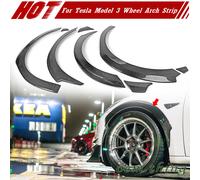 2022 Fit For Tesla Model 3 Wheel Arch Fender Strip Trim 8 Pcs Real Carbon Fiber