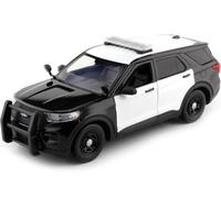 2022 Ford Interceptor Utility con Defensas y Barra de Luces Blanco/Negro 1:24 Motor Max 76988