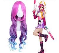 2022 LOL Miss Fortune for Le Donne Lunghe Parrucche di Cosplay Ondulato Riccio 80cm Parrucca for Capelli Sintetici Rosso Viola Blu Gradiente Multicolor Gioco PL-351 (Color : PL-351)