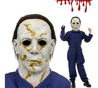 2022 Michael Myers Maschera per bambini Horror Face Maschera in lattice a testa intera con capelli Halloween spaventoso Cosplay Costume Party puntelli