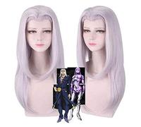 2022 Parrucca Anime Leone Abbacchio JoJo' s Bizarre Adventure Cosplay Comic- con Halloween Party Carnival Adulto Uomini e Donne Ventilatori Anime Regalo(Argento Viola Parrucca for Capelli Lunghi)
