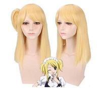 2022 Parrucca Anime Lucy Heartfilia Fairy Tail Cosplay Comic- con Halloween Party Carnival Adulto Uomini e Donne Ventilatori Anime Regalo( Parrucca d'oro)