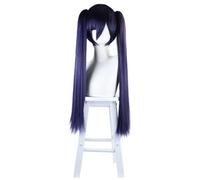 2022 Parrucca Cosplay Anime for Astrologo dell'impatto di Genshin Astrologo Mona Megisto, Donne con Twin Ponytails Bangs Capelli Modellazione Party Dress Up Parrucca, Capelli sintetici resistenti al c