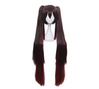 2022 Parrucca Cosplay Anime for Genshin Impact Hu Tao, Donne con doppia coda di cavallo Pigtails Capelli Modellazione Party Dress Up Parrucca, Capelli sintetici resistenti al calore + tappo della parr