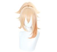 2022 Parrucca Cosplay anime for Genshin Impact Yoimiya, Blonde con coda di cavallo Modellazione dei capelli Party Dress Up Parrucca, Capelli sintetici resistenti al calore No Groviglio, senza spargime