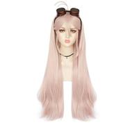 2022 Parrucca cosplay anime Miu Iruma, parrucca rosa chiaro da donna con occhiali parrucche sintetiche lunghe naturali ondulate capelli, con cappuccio for parrucca, for Halloween, feste, carnevale, vi