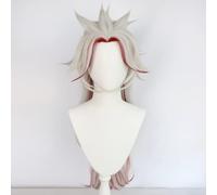 2022 Parrucca Cosplay del gioco anime for Genshin Impact Arataki Itto, Bianco rosso colore misto lungo capelli lisci modellazione Party Dress Up Parrucca, Capelli sintetici resistenti al calore + tapp