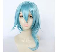 2022 Parrucca cosplay del gioco anime for l'impatto di Genshin EULA, donne semi-lunghi capelli blu modellazione del partito vestito della parrucca, capelli sintetici resistenti al calore senza grovigl