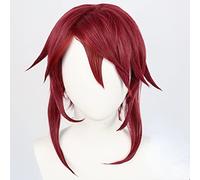 2022 Parrucca cosplay di giochi anime for Genshin Impact Rosaria, parrucca da donna for capelli corti color vino rosso for feste, capelli sintetici resistenti al calore senza grovigli, senza spargimen
