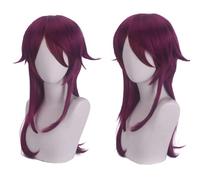 2022 Parrucca cosplay di giochi anime for Genshin Impact Rosaria, parrucca da donna fucsia capelli lunghi modellante for feste, capelli sintetici resistenti al calore senza grovigli, senza spargimento