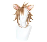 2022 Parrucca Cosplay di Gioco Anime for Genshin Impact Gorou, con Doppia Clip Orecchie Parrucca di Modellazione for Capelli di Colore Misto Party Dress Up, Capelli Sintetici Resistenti al Calore + Ca