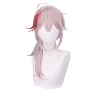 2022 Parrucca Cosplay di Gioco Anime for Genshin Impact Kaedehara Kazuha, Parrucca da Festa di Modellazione Capelli Rossi Semi Lunghi da Donna, Capelli Sintetici Resistenti al Calore + Cappuccio for P