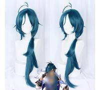 2022 Parrucca da impatto Genshin da 31 pollici, parrucca Kaeya Alberch for cosplay anime, parrucca lunga con cappuccio for parrucca gratuito, for Halloween, feste, carnevale, vita notturna, concerti,