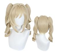 2022 Parrucca da Impatto Genshin da 39 Pollici, Parrucca d'oro di Barbara Cosplay Anime, Parrucca bionda a Doppia Coda di Cavallo con Cappuccio for Parrucca Gratuito, for Halloween, Feste, Carnevale,