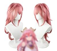 2022 Parrucca di cosplay del gioco anime for l'impatto di Genshin Yae Miko, Donne Pink Capelli lunghi Modellazione del partito Party Dress Up Parrucca, Capelli sintetici resistenti al calore Nessun gr