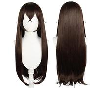 2022 Parrucca for cosplay di giochi anime for Genshin Impact Amber, parrucca for travestimento da festa for modellare capelli castani lunghi lisci, capelli sintetici resistenti al calore + cappuccio f