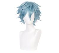 2022 Parrucca for costume cosplay anime, parrucca My Hero Academia, parrucca Shigaraki Tomura, parrucca riccia corta grigio blu con cappuccio for parrucca gratuito, for Halloween, feste, carnevale, vi