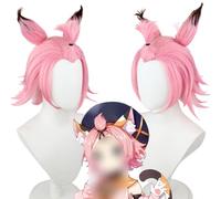 2022 Parrucca Genshin Impact da 13 pollici, parrucca Diona for cosplay anime, parrucca rosa sfumata con doppie orecchie con cappuccio for parrucca gratuito, for Halloween, feste, carnevale, vita nottu