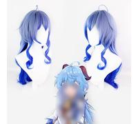 2022 Parrucca Genshin Impact da 18 pollici, Parrucca Gan Yu Cosplay Anime, Parrucca Parrucca Blu Sfumata con Cappuccio for Parrucca Gratuito, for Halloween, Feste, Carnevale, Vita Notturna, Concerti,