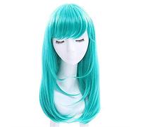 2022 Rtuturno Bulma Parrucca 45 cm Medio Lungo Lungo Capelli Sintetici for Le Donne Ragazza Costume Partito f Parrucca Verde Giapponese Anime Anime