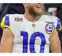 2022 SUPER BOWL MVP LA RAMS COOPER KUPP WR 2⭐⭐STAR STICK-ON BLUE CAPTAIN C-PATCH