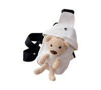 2023 Borsa a tracolla Carino Bear Bag Cintura Per Ragazzo Ragazza Petto Sopra La Spalla Grande Capacità Borse Alla Moda Cintura, bianco, One Size