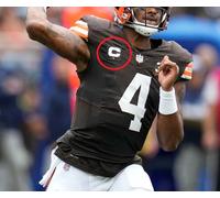 2023 CLEVELAND BROWNS Deshaun Watson NERO QB 1-⭐-STELLA Adesivo BIANCO C-PATCH
