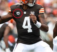 2023 Cleveland Browns Deshaun Watson Qb 1- ⭐ -star Bianco C-Patch Nero Adesivo