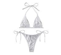 2023 Il Nuovo Costume da Bagno Sexy Due Pezzi in Bikini Split sembra Sottile e Sexy, argento, M