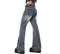 WEITING 2023 Jeans Vintage a Vita Alta da Donna Streetwear Pantaloni Jean a Gamba Larga Pantaloni Dritti in Denim con Stelle dritte Feamle Y2K
