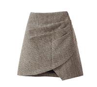 2023 Lana Gonna Corta Cavalco Sacchetto Anca Gonna Autunno E Inverno Vita Sottile Tutto Irregolare Una Linea Gonna Donna Elegante Inverno, cachi, S