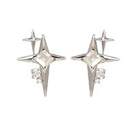 2023 Moda Colore Argento Crociata Stella Zircono Orecchini Per Le Donne Ragazze Coreano Quattro Punti Stella Orecchini Gioielli