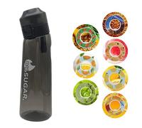 2023 New Fruit Fragrance Water Bottle 650ML Scent Water Cup with Pods Sports Water Cup BPA Free Suitable for Outdoor Sports Gifts for Father's Day (Black)