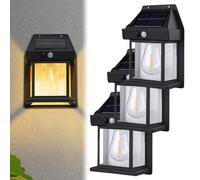 2023 New Outdoor Solar Wall Lamp, Solar Tungsten Wall Light, Wireless Dusk to Dawn Motion Sensor, Waterproof Outdoor Solar Motion Sensors Wall Lights (Black,3 Pcs)
